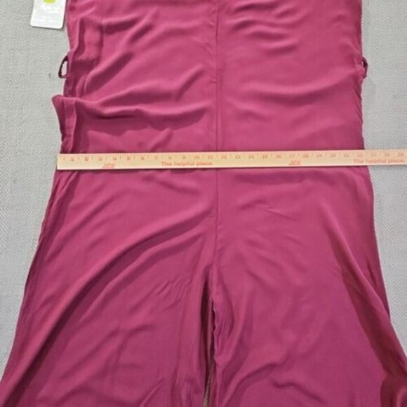 Aux Moda Italian Viscose Jumpsuit Women's Size XL Rose Red Wide Leg Loungewear - Picture 4 of 12